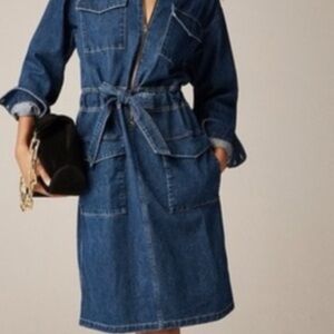J. Crew Dark Blue Denim Zip-Up Dress - Never worn